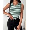 image:imageZeagoo Womens Sleeveless Crewneck Ribbed Tank Tops Casual Basic Summer Top Slim Fitted Racerback ShirtsB  Stripe Green White