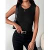 image:imageZeagoo Womens Sleeveless Crewneck Ribbed Tank Tops Casual Basic Summer Top Slim Fitted Racerback ShirtsBlack