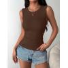 image:imageZeagoo Womens Sleeveless Crewneck Ribbed Tank Tops Casual Basic Summer Top Slim Fitted Racerback ShirtsBrown