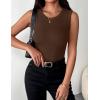 image:imageZeagoo Womens Sleeveless Crewneck Ribbed Tank Tops Casual Basic Summer Top Slim Fitted Racerback ShirtsBrown