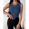 image:imageZeagoo Womens Sleeveless Crewneck Ribbed Tank Tops Casual Basic Summer Top Slim Fitted Racerback ShirtsDark Blue
