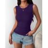 image:imageZeagoo Womens Sleeveless Crewneck Ribbed Tank Tops Casual Basic Summer Top Slim Fitted Racerback ShirtsDark Purple