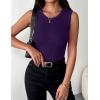 image:imageZeagoo Womens Sleeveless Crewneck Ribbed Tank Tops Casual Basic Summer Top Slim Fitted Racerback ShirtsDark Purple