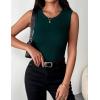 image:imageZeagoo Womens Sleeveless Crewneck Ribbed Tank Tops Casual Basic Summer Top Slim Fitted Racerback ShirtsDeep Green