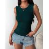 image:imageZeagoo Womens Sleeveless Crewneck Ribbed Tank Tops Casual Basic Summer Top Slim Fitted Racerback ShirtsDeep Green