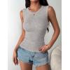 image:imageZeagoo Womens Sleeveless Crewneck Ribbed Tank Tops Casual Basic Summer Top Slim Fitted Racerback ShirtsLight Grey