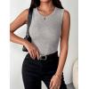 image:imageZeagoo Womens Sleeveless Crewneck Ribbed Tank Tops Casual Basic Summer Top Slim Fitted Racerback ShirtsLight Grey