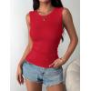 image:imageZeagoo Womens Sleeveless Crewneck Ribbed Tank Tops Casual Basic Summer Top Slim Fitted Racerback ShirtsRed
