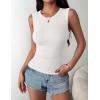 image:imageZeagoo Womens Sleeveless Crewneck Ribbed Tank Tops Casual Basic Summer Top Slim Fitted Racerback ShirtsWhite