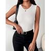 image:imageZeagoo Womens Sleeveless Crewneck Ribbed Tank Tops Casual Basic Summer Top Slim Fitted Racerback ShirtsWhite