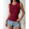 image:imageZeagoo Womens Sleeveless Crewneck Ribbed Tank Tops Casual Basic Summer Top Slim Fitted Racerback ShirtsWine Red