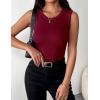 image:imageZeagoo Womens Sleeveless Crewneck Ribbed Tank Tops Casual Basic Summer Top Slim Fitted Racerback ShirtsWine Red