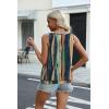 image:imageZeagoo Womens Tank Tops Loose Fit V Neck Ruched Sleeveless Tops Casual Basic Banded Shirts SXXLNavy Khaki Green Orange Stripe