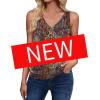 image:imageZeagoo Womens Tank Tops Loose Fit V Neck Ruched Sleeveless Tops Casual Basic Banded Shirts SXXLYellow Red Green Floral