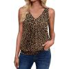 image:imageZeagoo Womens Tank Tops Loose Fit V Neck Ruched Sleeveless Tops Casual Basic Banded Shirts SXXLBrown Black Leopard Print