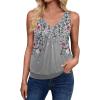image:imageZeagoo Womens Tank Tops Loose Fit V Neck Ruched Sleeveless Tops Casual Basic Banded Shirts SXXLGrey Pink Floral