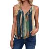 image:imageZeagoo Womens Tank Tops Loose Fit V Neck Ruched Sleeveless Tops Casual Basic Banded Shirts SXXLNavy Khaki Green Orange Stripe