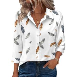 image:imageZeagoo Button Down Shirts for Women 34 Sleeve Tops V Neck Collared Blouses Business Casual Outfits S2XLDw170