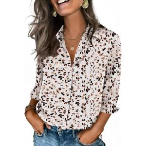 image:imageZeagoo Button Down Shirts for Women 34 Sleeve Tops V Neck Collared Blouses Business Casual Outfits S2XLSa1