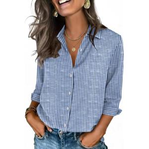 image:imageZeagoo Button Down Shirts for Women 34 Sleeve Tops V Neck Collared Blouses Business Casual Outfits S2XLTz273