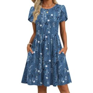 image:imageZeagoo Women Summer Dress 2026 Short Sleeve Aline Mini Dresses with Pockets Casual Swing Tshirt Dress Vocation Beach SundressSf334