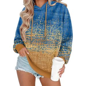 image:imageZeagoo Womens Oversized Hoodies 2025 Fleece Sweatshirts Long Sleeve Pullover with Pocket Fall Winter Outfits ClothesGold Foil Gradient