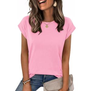 image:imageZeagoo Womens Tops Summer Casual Cap Sleeve Tshirts Shirts Business Dressy Spring Fashion Outfits Trendy ClothesLight Pink