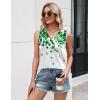 image:imageZeagoo Tank Top for Women V Neck Loose Fit Sleeveless Summer Tops Business Casual Outfits Dressy Blouses ShirtsLucky Clover Print