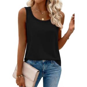 image:imageZeagoo Tank Top for Women Summer Loose Fit Casual Flowy Sleeveless Tops Trendy Scoop Neck Basic Shirts Tee 2026Black