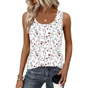 image:imageZeagoo Tank Top for Women Summer Loose Fit Casual Flowy Sleeveless Tops Trendy Scoop Neck Basic Shirts Tee 2026Sf224floral White