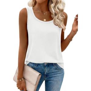 image:imageZeagoo Tank Top for Women Summer Loose Fit Casual Flowy Sleeveless Tops Trendy Scoop Neck Basic Shirts Tee 2026White