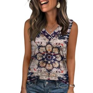 image:imageZeagoo Tank Top for Women V Neck Loose Fit Sleeveless Summer Tops Business Casual Outfits Dressy Blouses ShirtsMz857