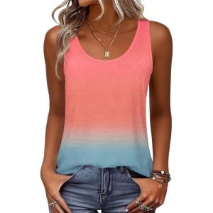 image:imageZeagoo Womens Tank Tops Flowy Loose Fit Scoop Neck Casual Summer Tops Curvy HemRainbowjb218