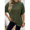 image:imageWomen 2026 Sweater Vest Mock Neck Batwing Short Sleeve Oversized Ribbed Knit Tops Fall Pullover Sweater SXXLArmy Green