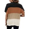 image:imageWomen 2026 Sweater Vest Mock Neck Batwing Short Sleeve Oversized Ribbed Knit Tops Fall Pullover Sweater SXXLBlack White Brown Striped