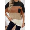 image:imageWomen 2026 Sweater Vest Mock Neck Batwing Short Sleeve Oversized Ribbed Knit Tops Fall Pullover Sweater SXXLBlack White Brown Striped