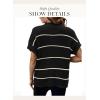 image:imageWomen 2026 Sweater Vest Mock Neck Batwing Short Sleeve Oversized Ribbed Knit Tops Fall Pullover Sweater SXXLBlack White Stripe