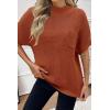 image:imageWomen 2026 Sweater Vest Mock Neck Batwing Short Sleeve Oversized Ribbed Knit Tops Fall Pullover Sweater SXXLCaramel