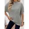 image:imageWomen 2026 Sweater Vest Mock Neck Batwing Short Sleeve Oversized Ribbed Knit Tops Fall Pullover Sweater SXXLGray