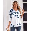 image:imageZeagoo 34 Length Sleeve Womens Tops Casual Dressy Summer Blouses Buisness Work Spring Tee ShirtsNavy Floral