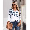 image:imageZeagoo 34 Length Sleeve Womens Tops Casual Dressy Summer Blouses Buisness Work Spring Tee ShirtsNavy Floral