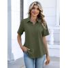 image:imageZeagoo Button Down Shirts for Women Short Sleeve Collared Tops Dressy Casual V Neck BlousesArmy Green