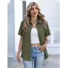 image:imageZeagoo Button Down Shirts for Women Short Sleeve Collared Tops Dressy Casual V Neck BlousesArmy Green