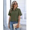 image:imageZeagoo Button Down Shirts for Women Short Sleeve Collared Tops Dressy Casual V Neck BlousesArmy Green