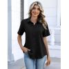 image:imageZeagoo Button Down Shirts for Women Short Sleeve Collared Tops Dressy Casual V Neck BlousesBlack