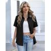 image:imageZeagoo Button Down Shirts for Women Short Sleeve Collared Tops Dressy Casual V Neck BlousesBlack