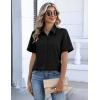 image:imageZeagoo Button Down Shirts for Women Short Sleeve Collared Tops Dressy Casual V Neck BlousesBlack
