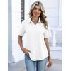 image:imageZeagoo Button Down Shirts for Women Short Sleeve Collared Tops Dressy Casual V Neck BlousesWhite