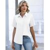 image:imageZeagoo Button Down Shirts for Women Short Sleeve Collared Tops Dressy Casual V Neck BlousesWhite