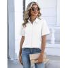 image:imageZeagoo Button Down Shirts for Women Short Sleeve Collared Tops Dressy Casual V Neck BlousesWhite